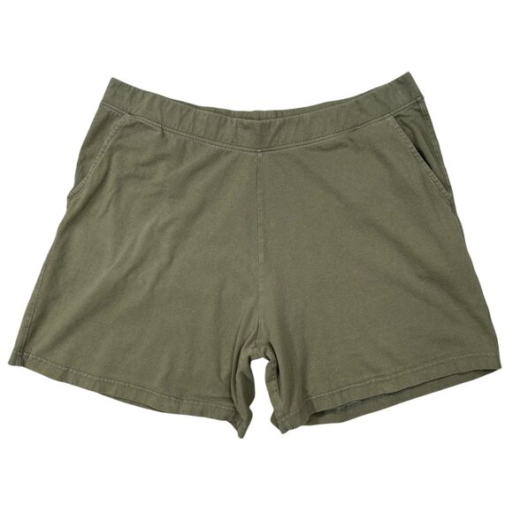 Basic Editions Women's Olive Green 100% Cotton Shorts Plus Size 1X - Picture 1 of 6